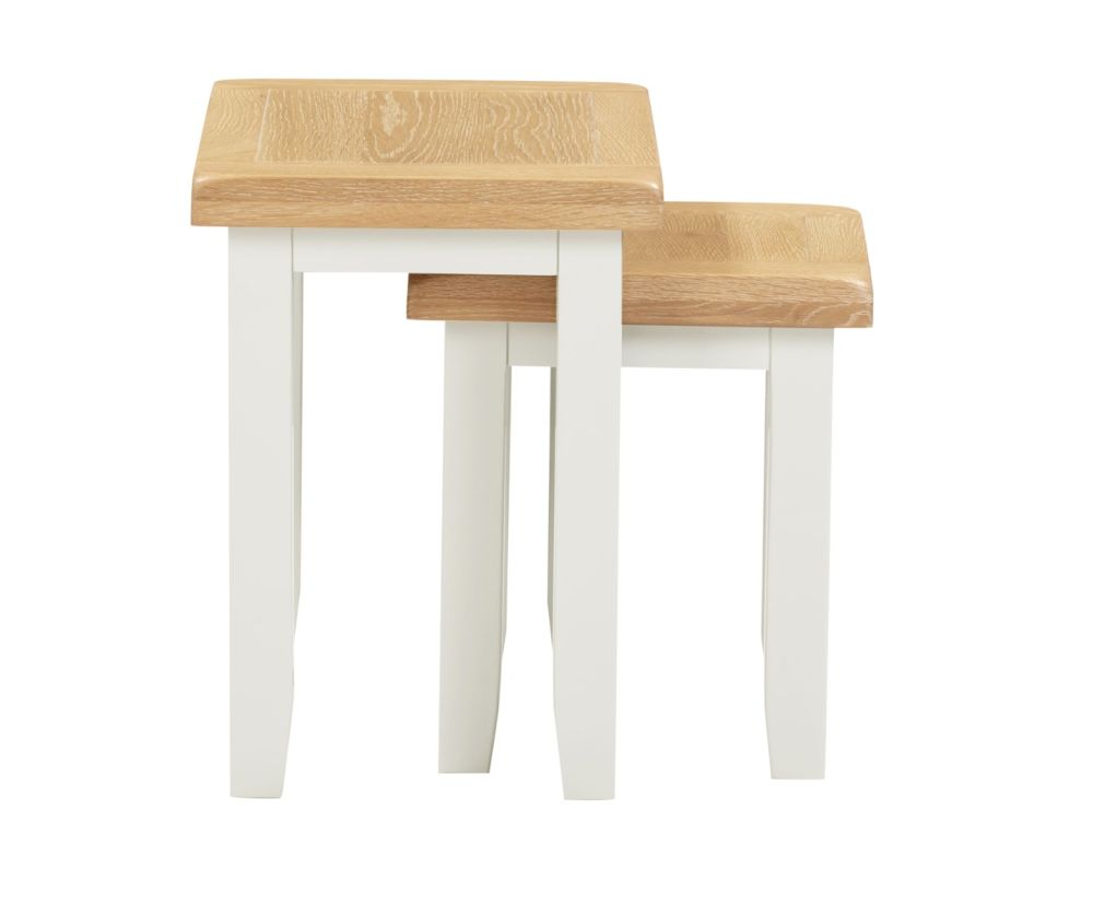 Seconique Furniture Windsor Ivory & Oak Nest of 2 Tables   