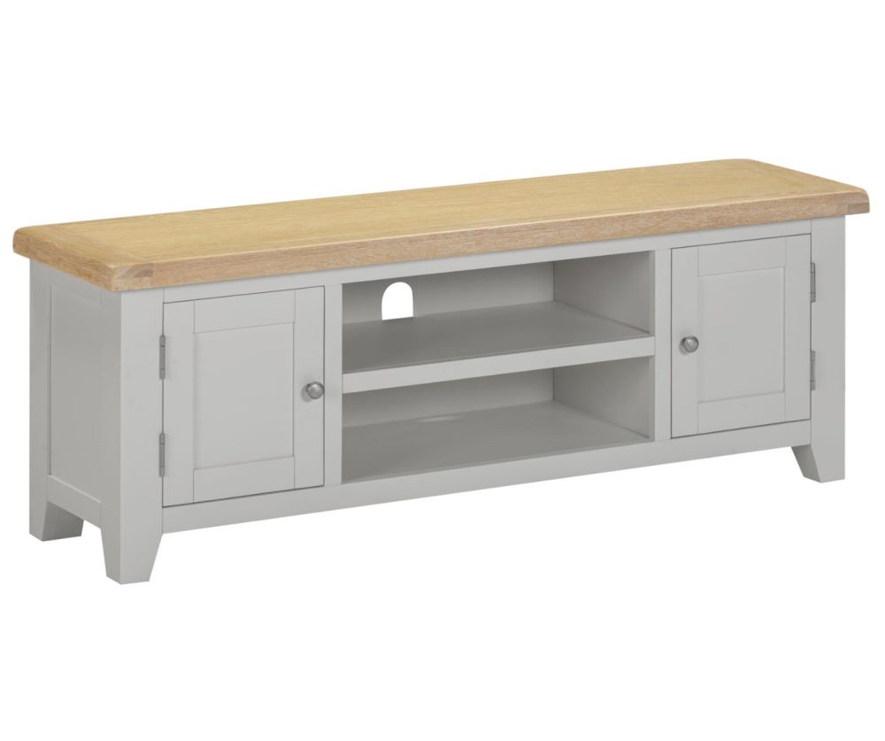  Seconique Furniture Windsor Pebble Grey and Oak Corner TV Unit