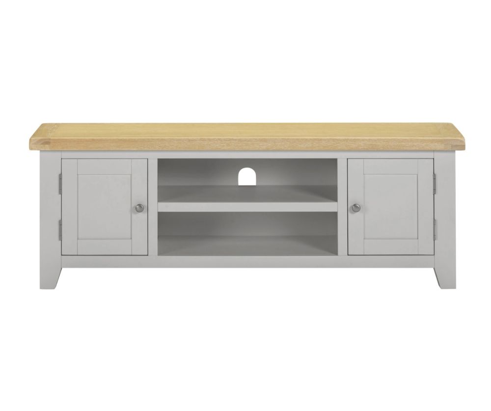  Seconique Furniture Windsor Pebble Grey and Oak Corner TV Unit