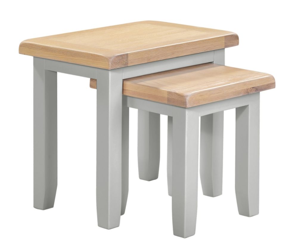 Seconique Furniture Windsor Pebble Grey and Oak Nest of 2 Tables   