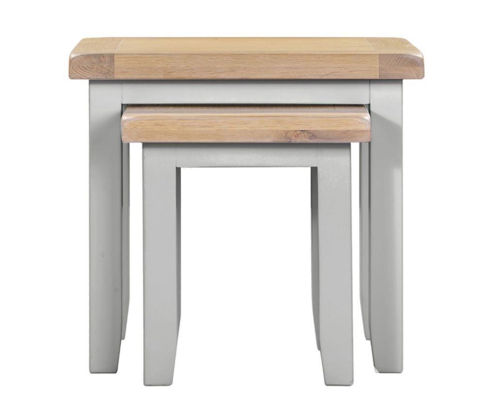 Seconique Furniture Windsor Pebble Grey and Oak Nest of 2 Tables   
