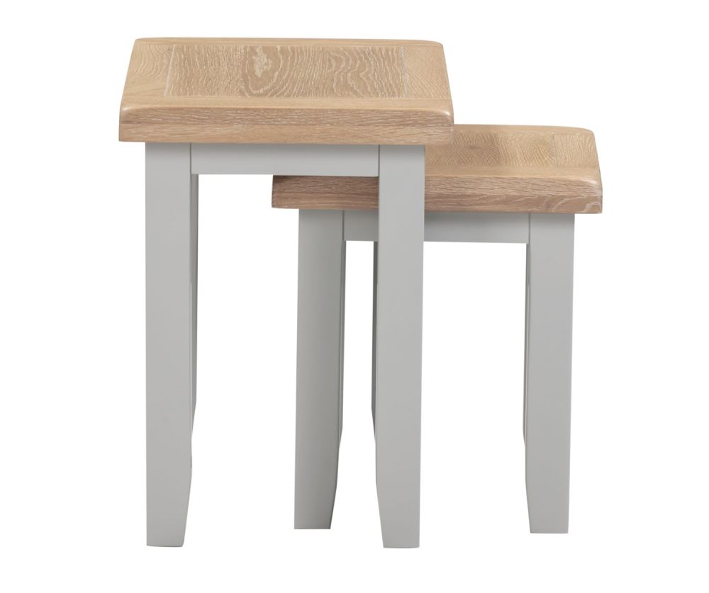 Seconique Furniture Windsor Pebble Grey and Oak Nest of 2 Tables   