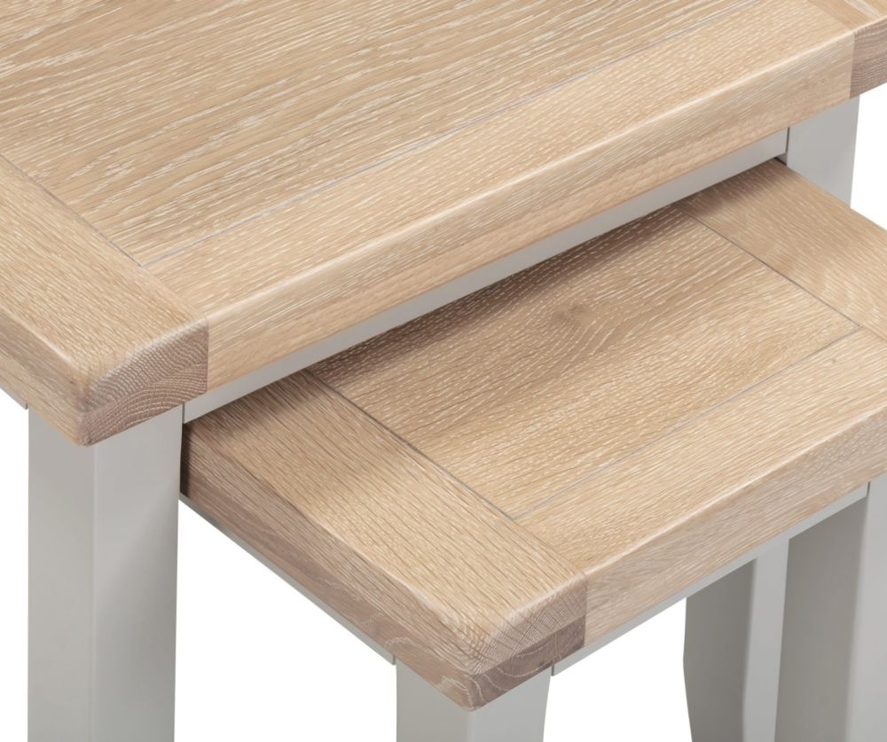 Seconique Furniture Windsor Pebble Grey and Oak Nest of 2 Tables   