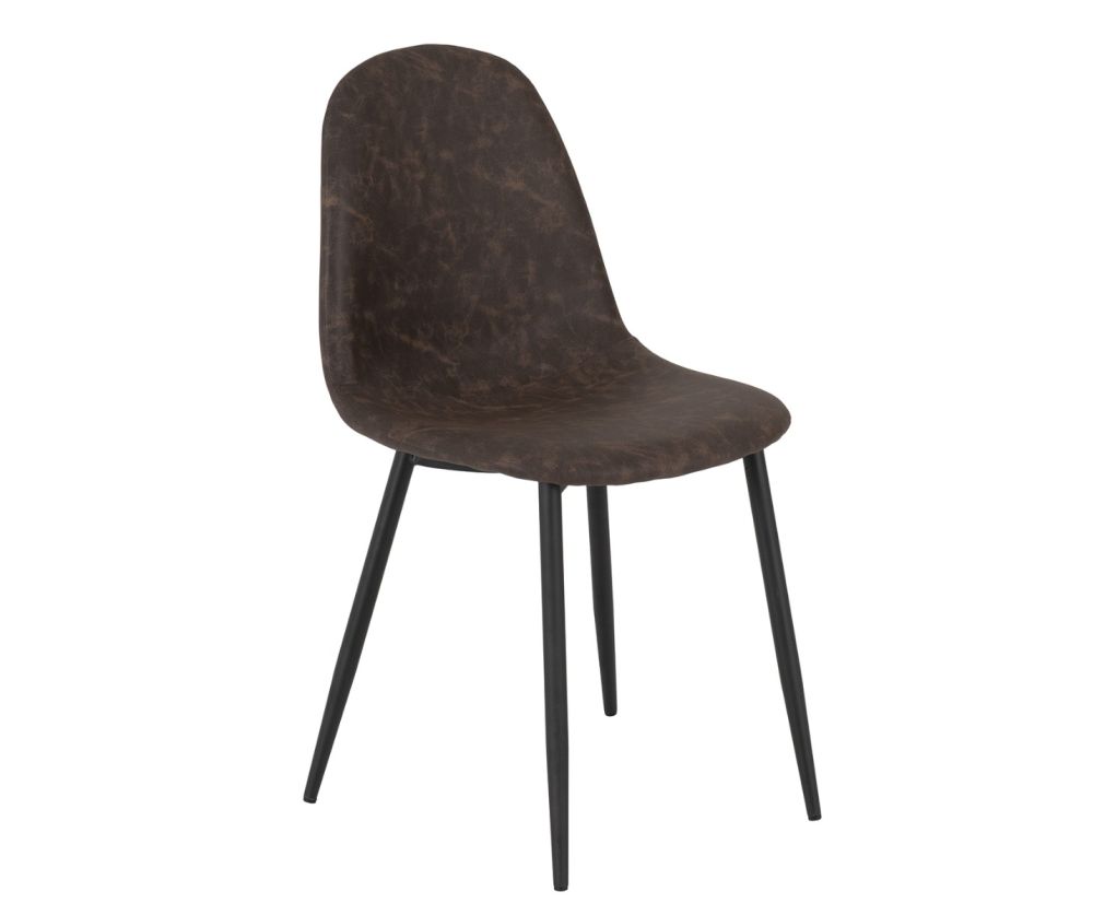 Seconique Furniture Hamilton Medium Dining Set - Medium Oak Effect With Athens Black and Brown Faux Leather Dining Chairs