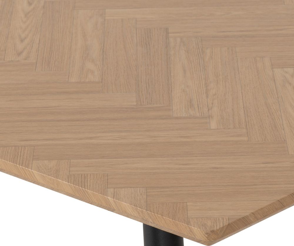 Seconique Furniture Hamilton Medium Dining Set - Medium Oak Effect With Athens Black and Brown Faux Leather Dining Chairs