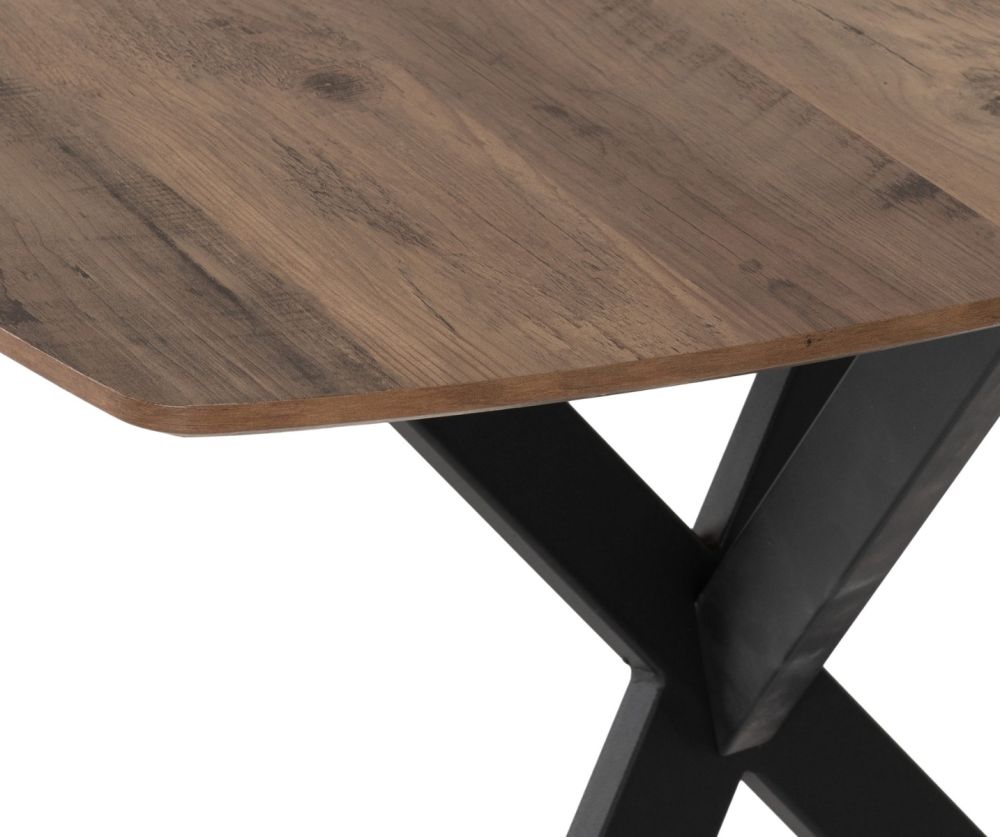 Seconique Furniture Athens Medium Oak Effect  Rectangular Dining Set with Avery Chairs – Black & Grey Velvet