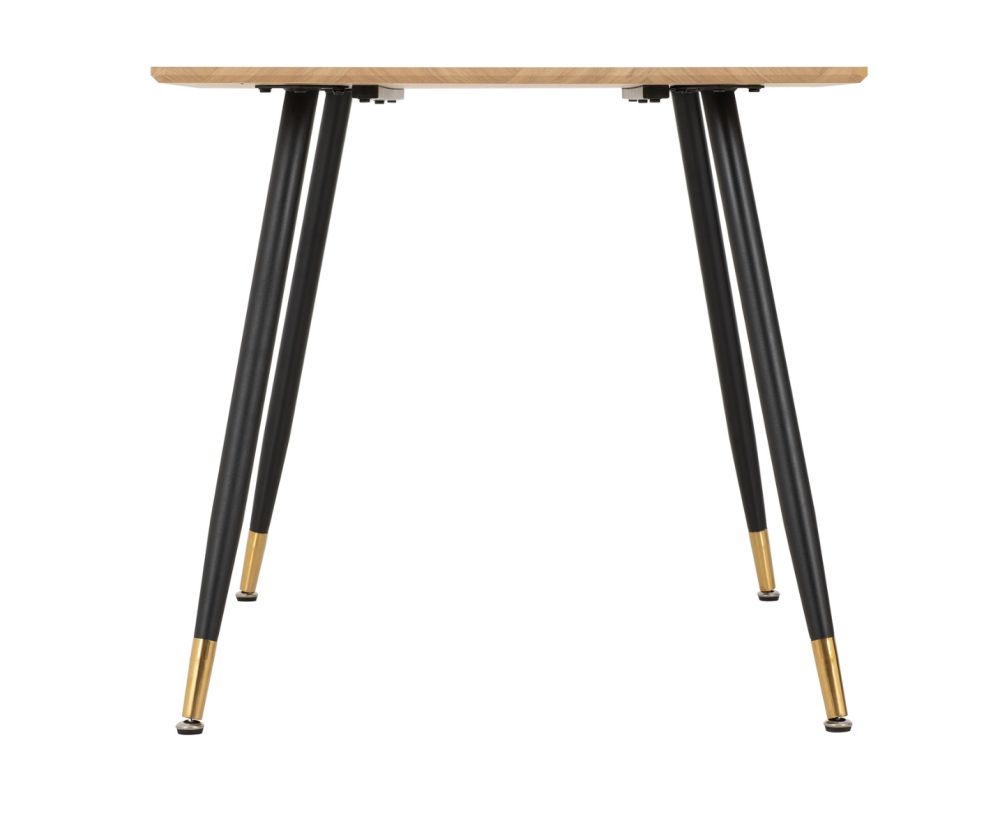 Seconique Furniture Hamilton Medium Dining Set - Medium Oak Effect With Athens Black and Brown Faux Leather Dining Chairs