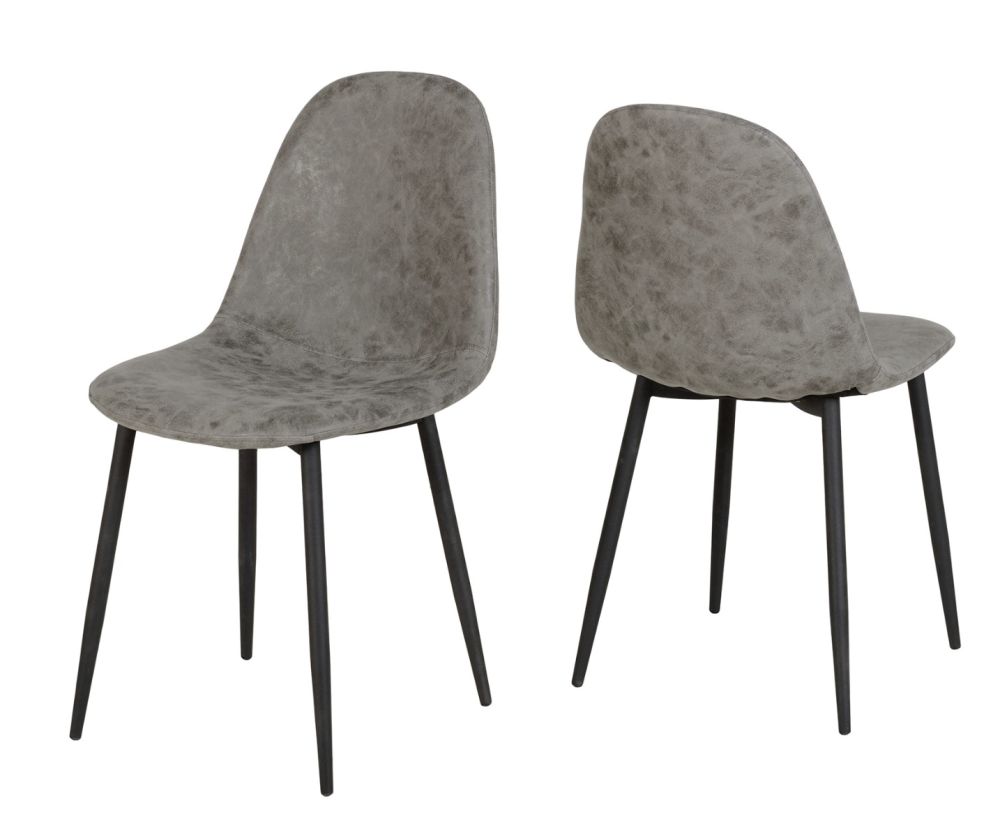 Seconique Furniture Hamilton Medium Dining Set - Medium Oak Effect With Athens Black and Grey Faux Leather Dining Chairs