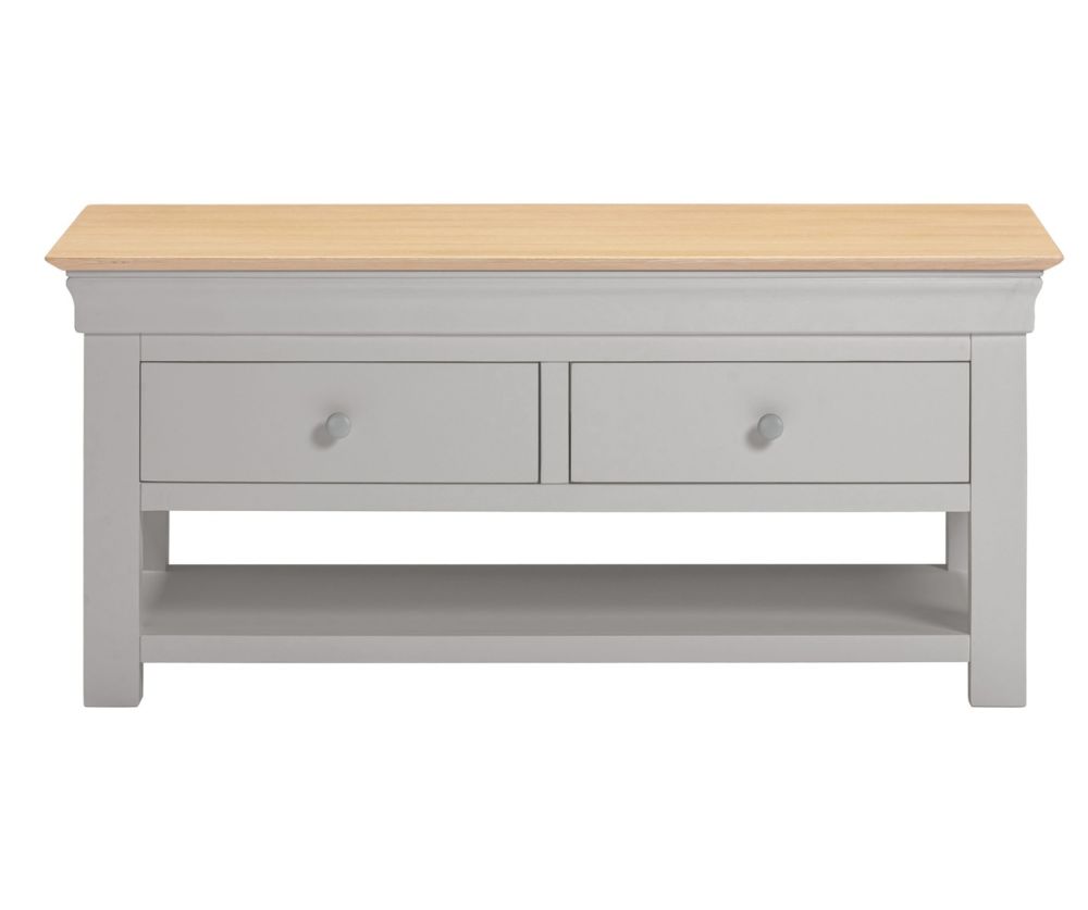 Seconique Furniture Bordeaux Pebble Grey and Oak 2 Drawer Coffee Table