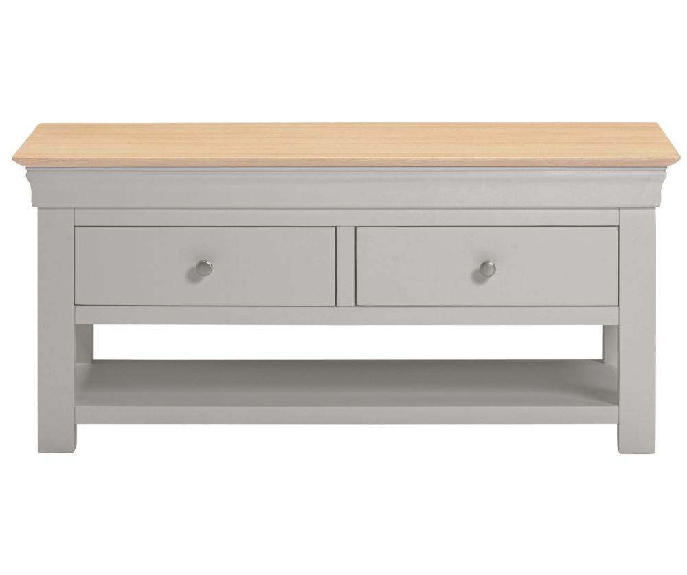 Seconique Furniture Bordeaux Pebble Grey and Oak 2 Drawer Coffee Table