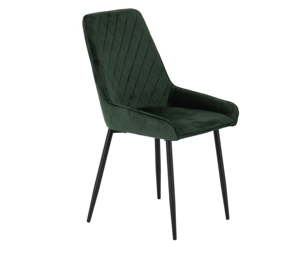 Seconique Furniture Athens Concrete Effect Rectangular Dining Set with Avery Chairs –  Black & Emerald Green Velvet
