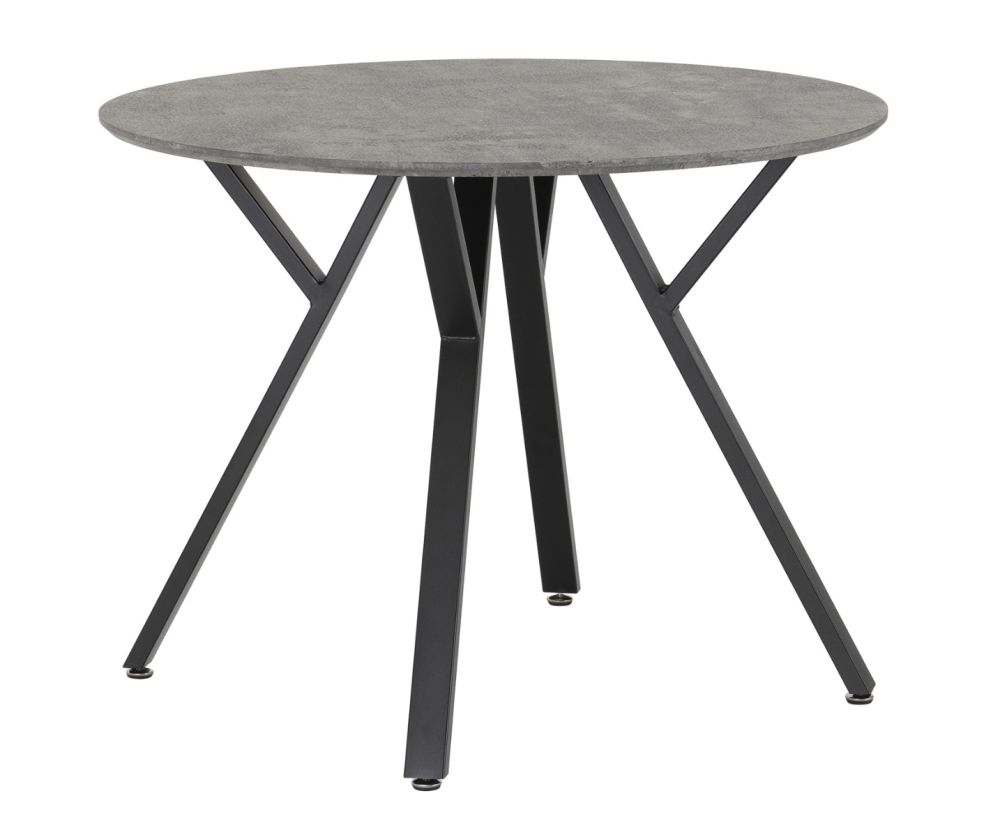 Seconique Furniture Athens Concrete Effect Round Dining Set with Avery Chairs –  Emerald Green Velvet 