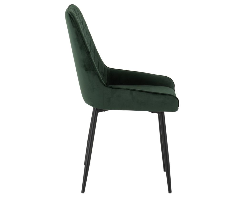 Seconique Furniture Athens Concrete Effect Round Dining Set with Avery Chairs –  Emerald Green Velvet 