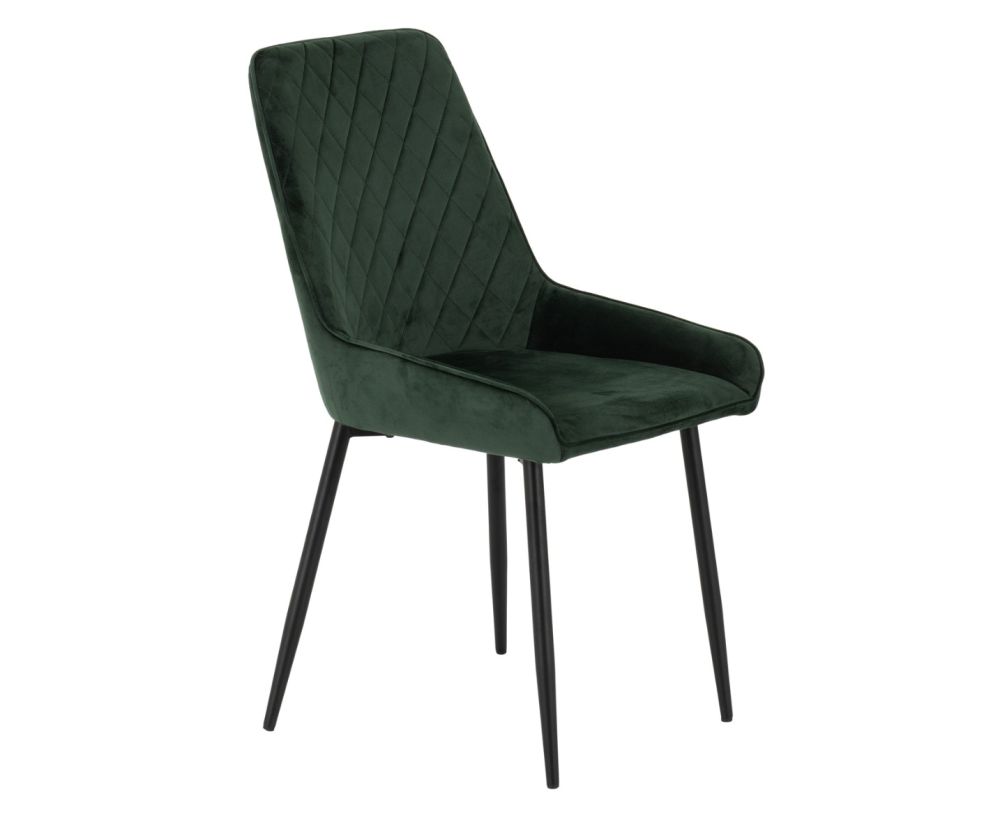 Seconique Furniture Athens Concrete Effect Round Dining Set with Avery Chairs –  Emerald Green Velvet 