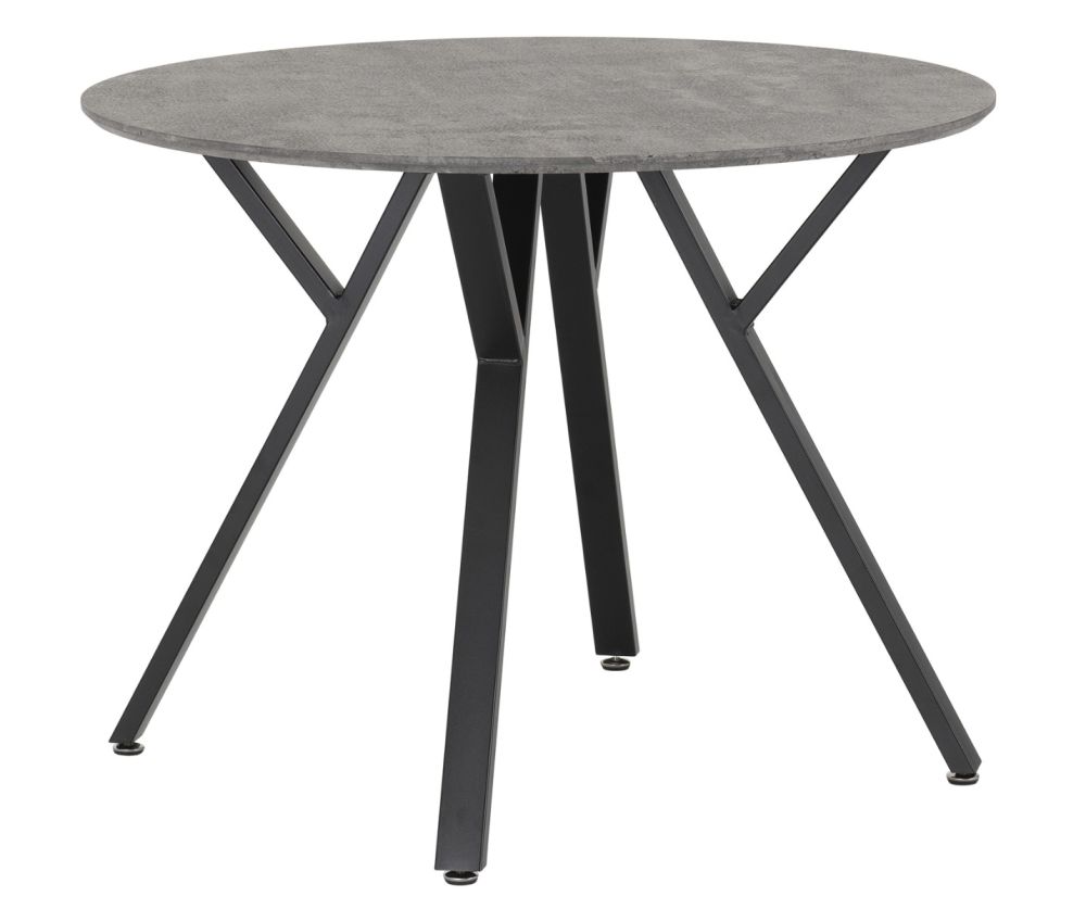 Seconique Furniture Athens Concrete Effect Round Dining Set with Avery Velvet Chairs – Black Legs