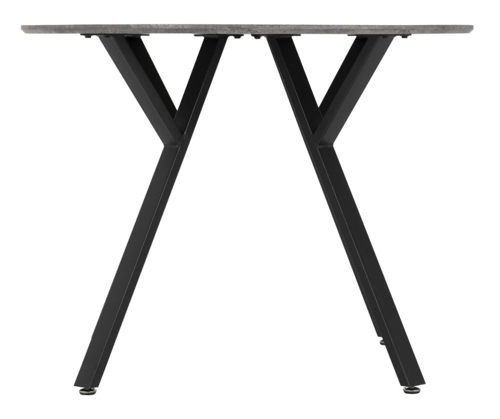 Seconique Furniture Athens Concrete Effect Round Dining Set with Avery Velvet Chairs – Black Legs