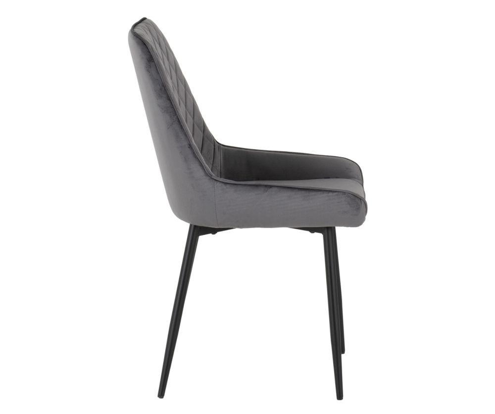 Seconique Furniture Athens Concrete Effect Round Dining Set with Avery Velvet Chairs – Black Legs