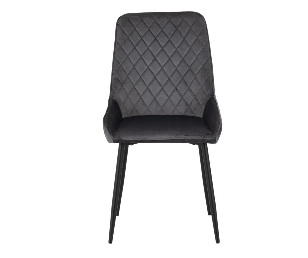 Seconique Furniture Athens Concrete Effect Round Dining Set with Avery Velvet Chairs – Black Legs