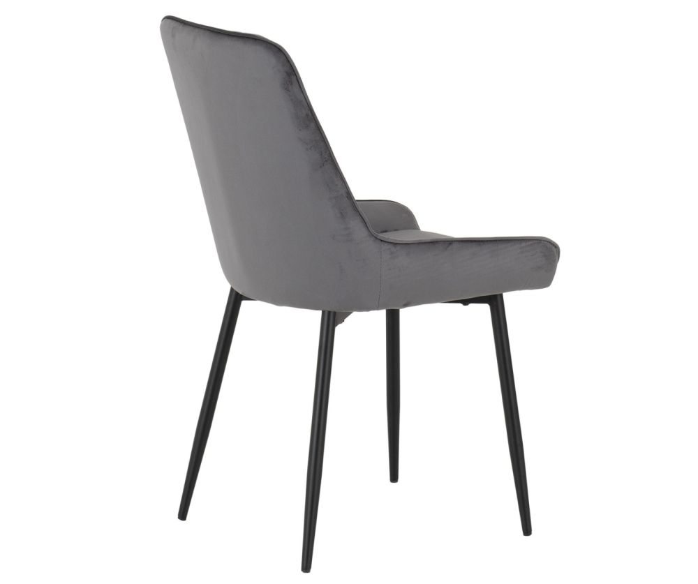 Seconique Furniture Athens Concrete Effect Round Dining Set with Avery Velvet Chairs – Black Legs