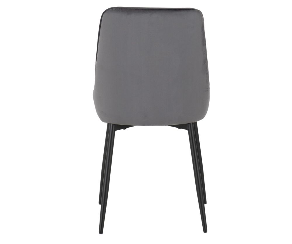 Seconique Furniture Athens Concrete Effect Round Dining Set with Avery Velvet Chairs – Black Legs