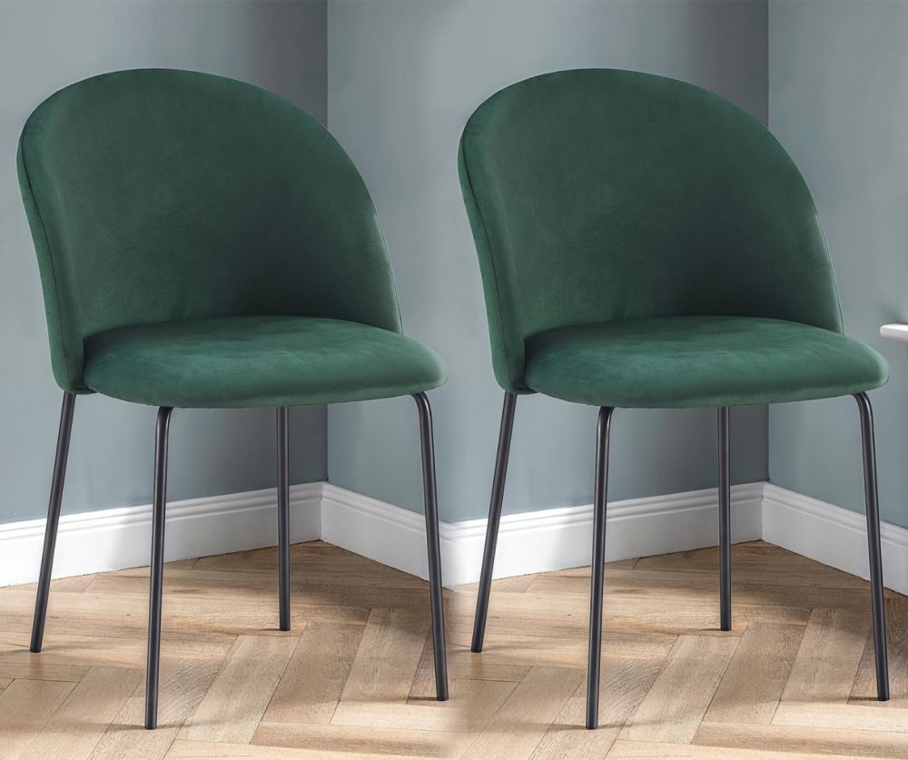  Seconique Furniture Boston Emerald Green Velvet Dining Chair in Pair ( BOX OF 4 ) 