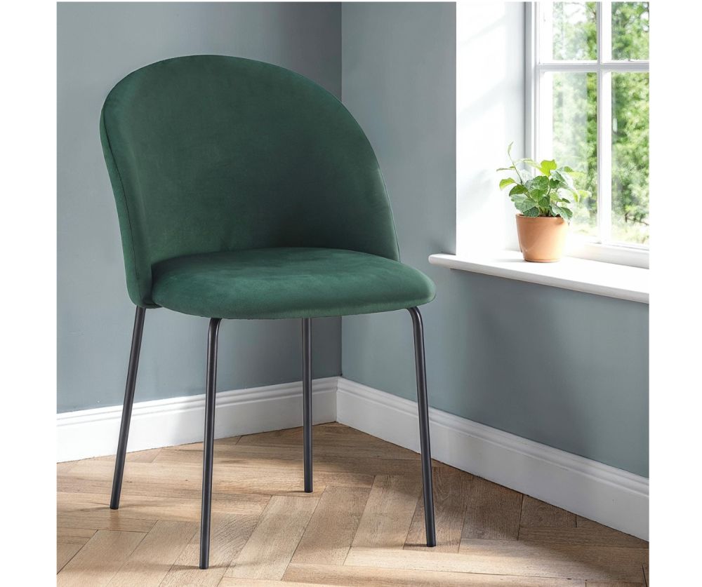  Seconique Furniture Boston Emerald Green Velvet Dining Chair in Pair ( BOX OF 4 ) 