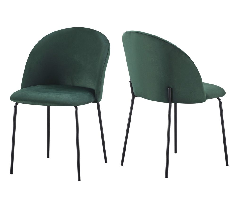  Seconique Furniture Boston Emerald Green Velvet Dining Chair in Pair ( BOX OF 4 ) 