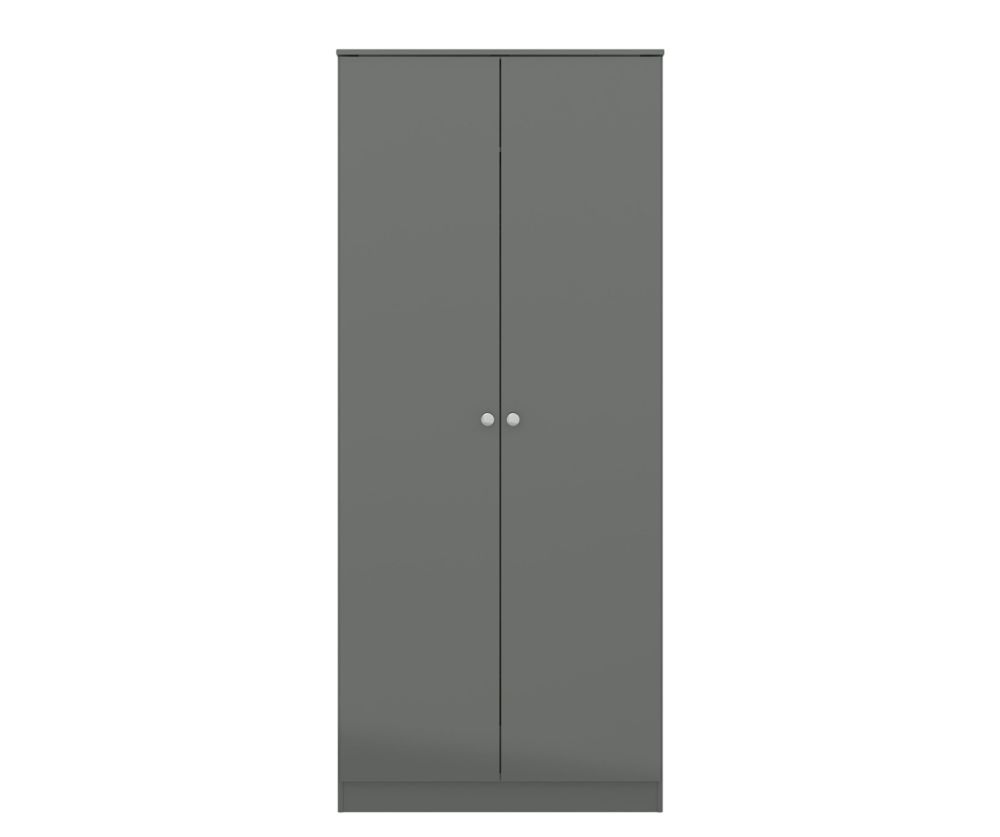  Seconique Furniture Denver Grey Gloss 2 Door Wardrobe