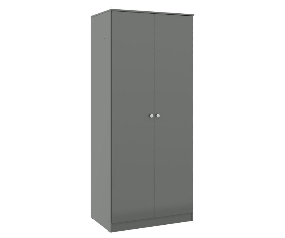  Seconique Furniture Denver Grey Gloss 2 Door Wardrobe