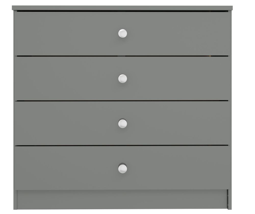   Seconique Furniture Denver Grey Gloss 4 Drawer Chest