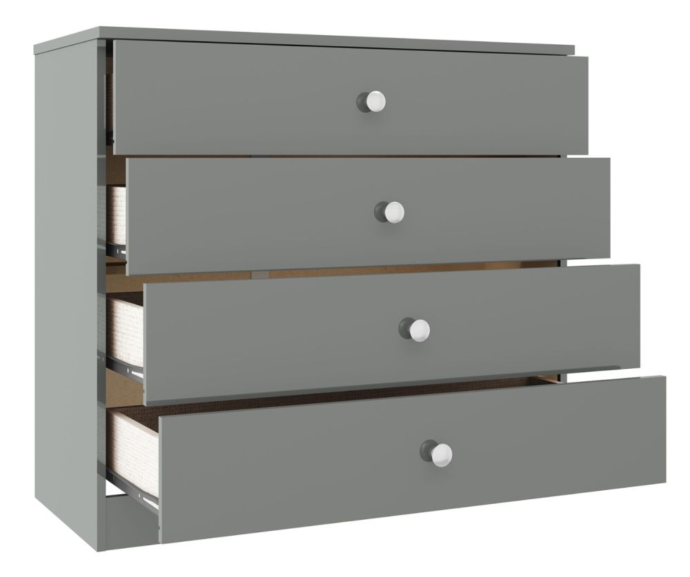   Seconique Furniture Denver Grey Gloss 4 Drawer Chest