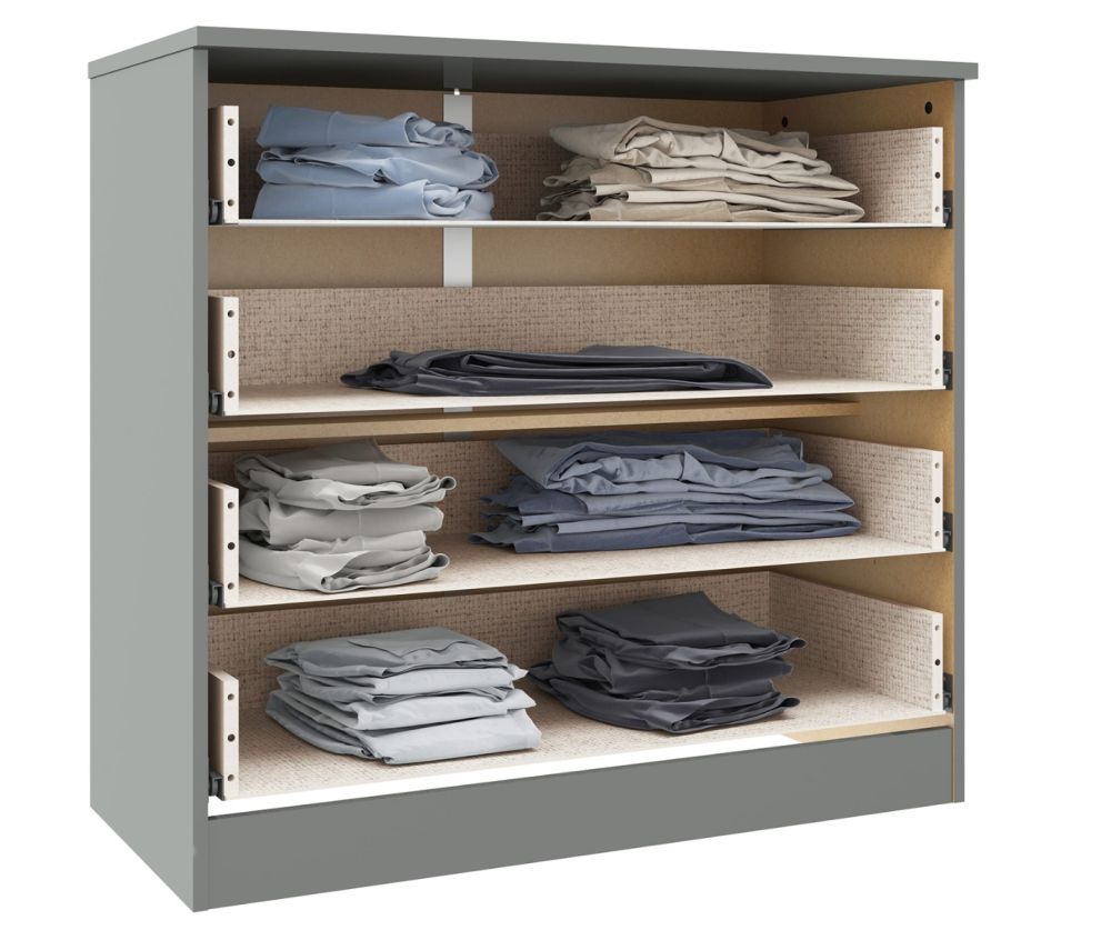   Seconique Furniture Denver Grey Gloss 4 Drawer Chest