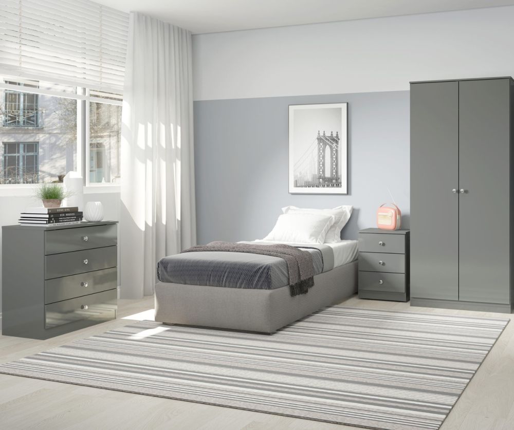   Seconique Furniture Denver Grey Gloss 4 Drawer Chest