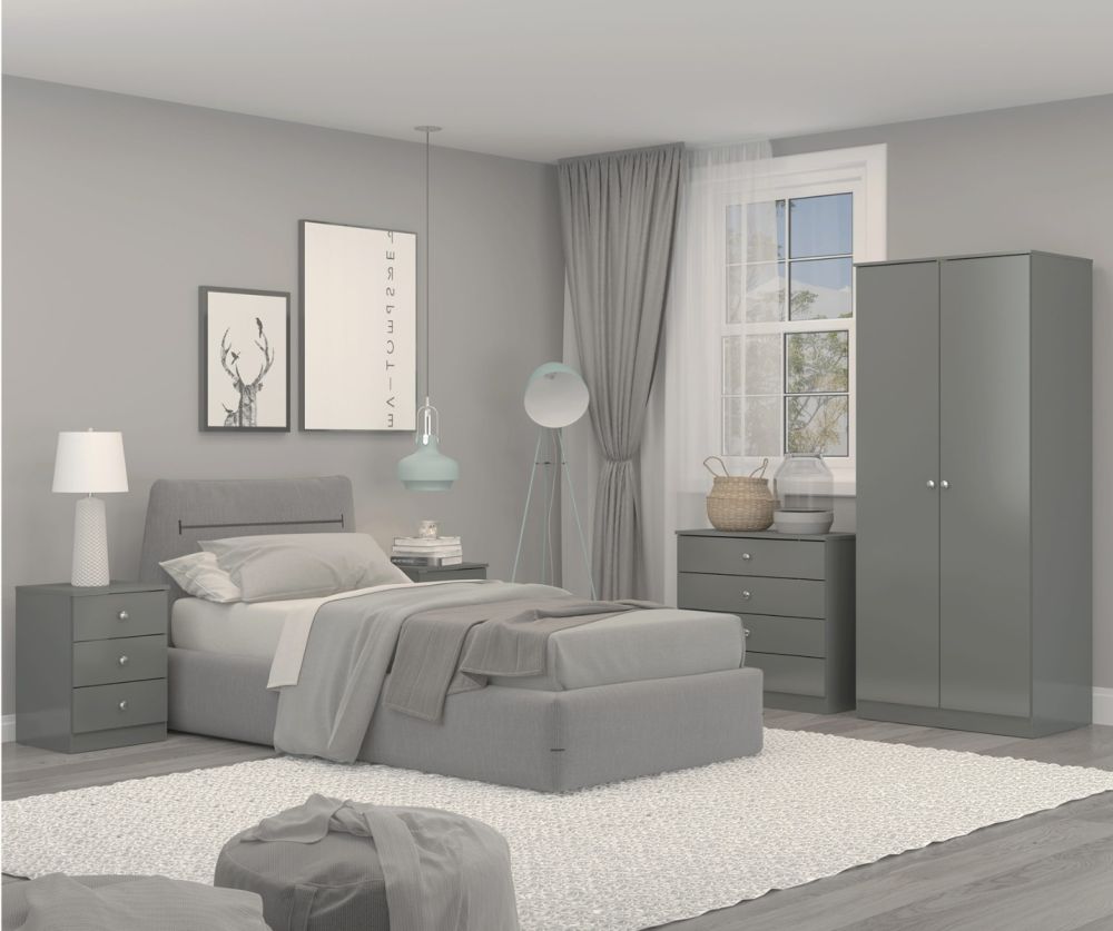   Seconique Furniture Denver Grey Gloss 4 Drawer Chest