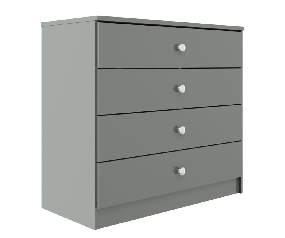   Seconique Furniture Denver Grey Gloss 4 Drawer Chest