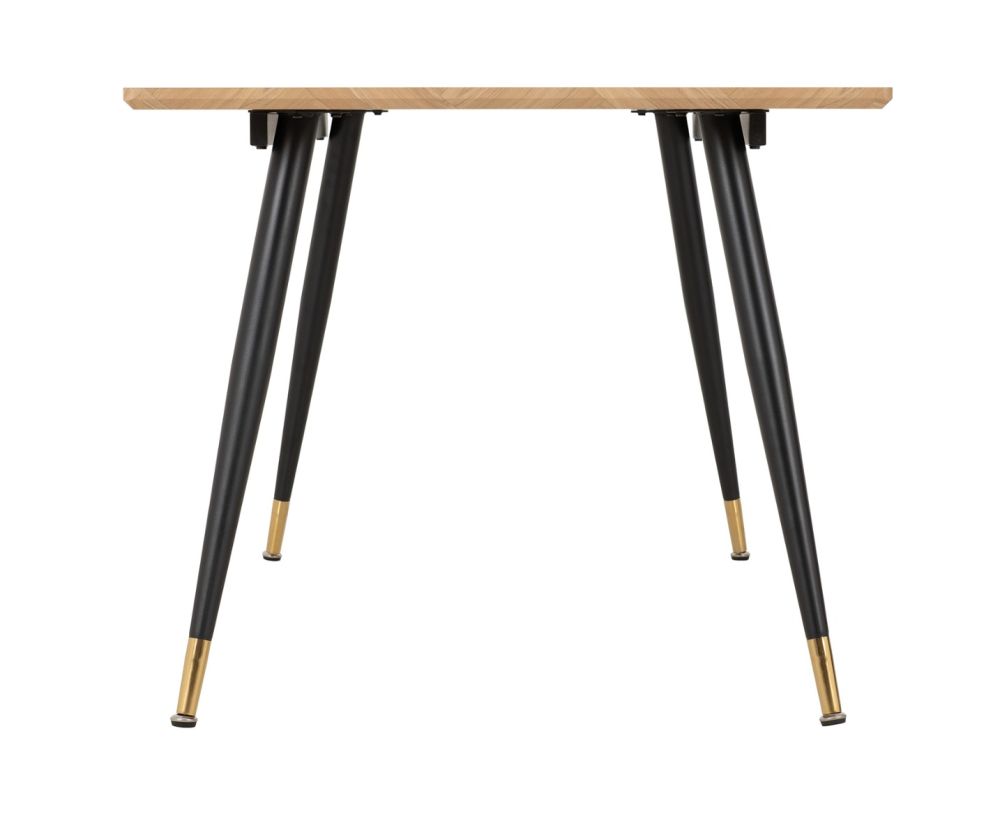Seconique Furniture Hamilton Large Dining Set - Medium Oak Effect Table & Athens Black and Grey Faux Leather Dining Chairs