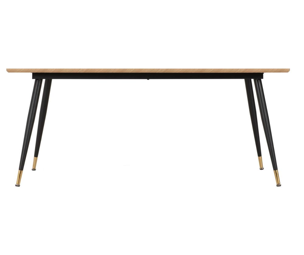 Seconique Furniture Hamilton Large Dining Set - Medium Oak Effect Table & Athens Black and Grey Faux Leather Dining Chairs