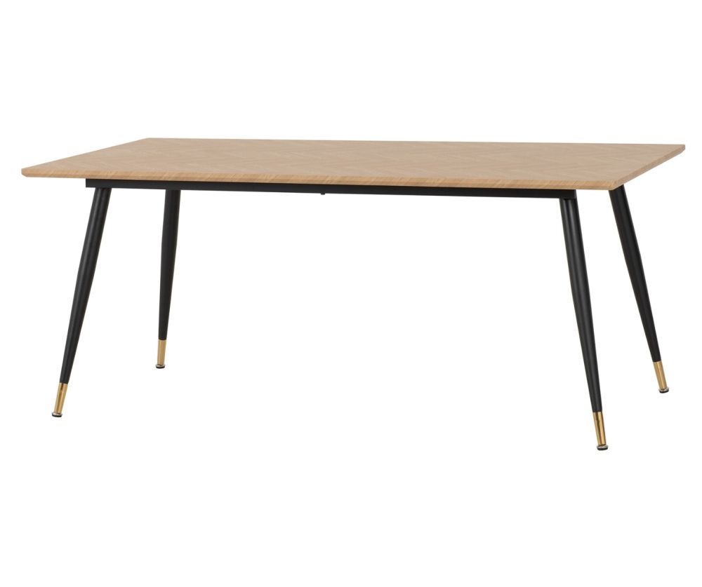 Seconique Furniture Hamilton Large Dining Set - Medium Oak Effect Table & Athens Black and Grey Faux Leather Dining Chairs