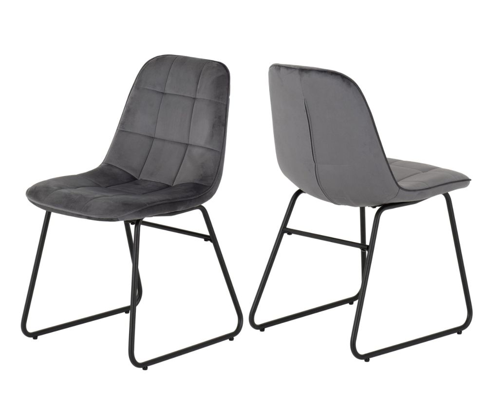 Seconique Furniture Hamilton Large Dining Set – Medium Oak Effect Table and Lukas Grey Velvet Dining Chairs