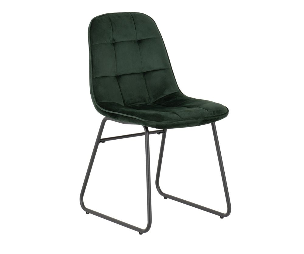  Seconique Furniture Quebec Dining Set with Emerald Green Velvet Lukas Dining Chairs