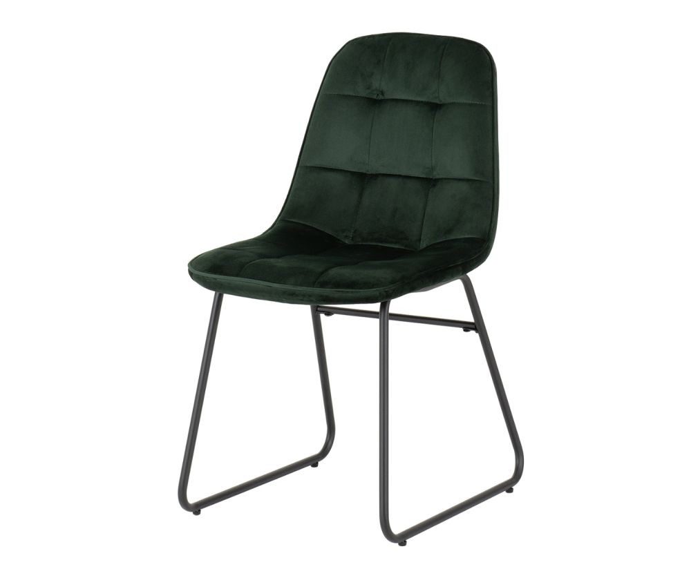  Seconique Furniture Quebec Dining Set with Emerald Green Velvet Lukas Dining Chairs