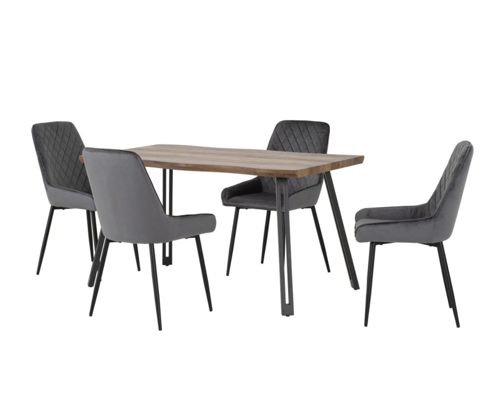 Seconique Furniture Quebec Wave Edge Dining Set with Avery Chairs –  Grey Velvet