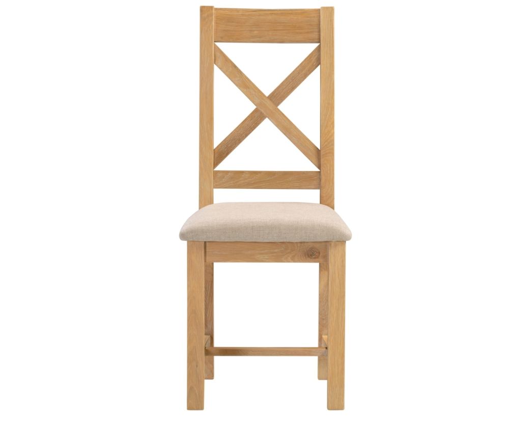  Seconique Furniture Windsor Natural & Oat Fabric Cross Back Dining Chair in Pair