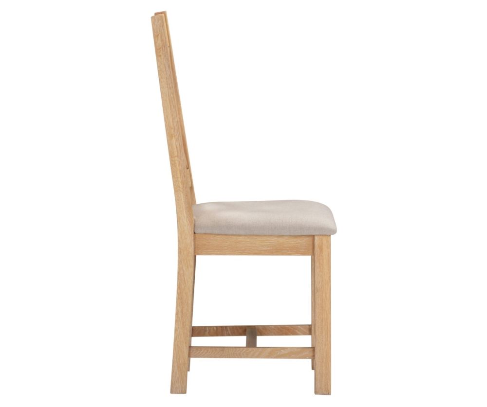  Seconique Furniture Windsor Natural & Oat Fabric Cross Back Dining Chair in Pair