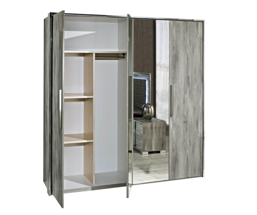 H2O Design Serena Light Grey Italian 4 Door Wardrobe