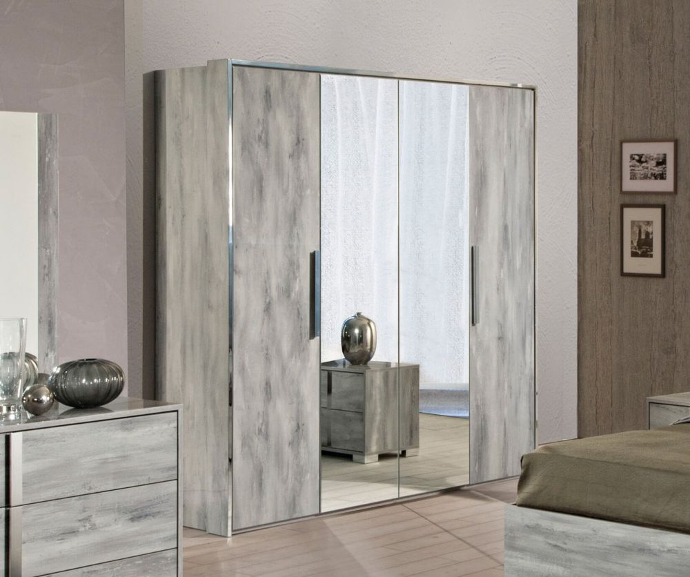 H2O Design Serena Light Grey Italian 4 Door Wardrobe