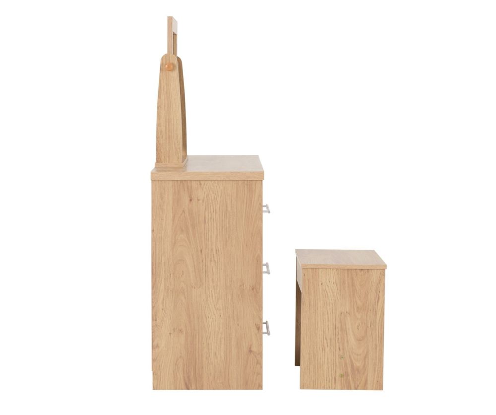 Seconique Seville Light Oak and Grey High Gloss Dressing Table Set 