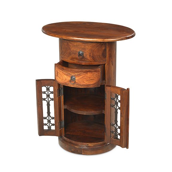 Heritance Jali Solid Wood Oval Drum Chest