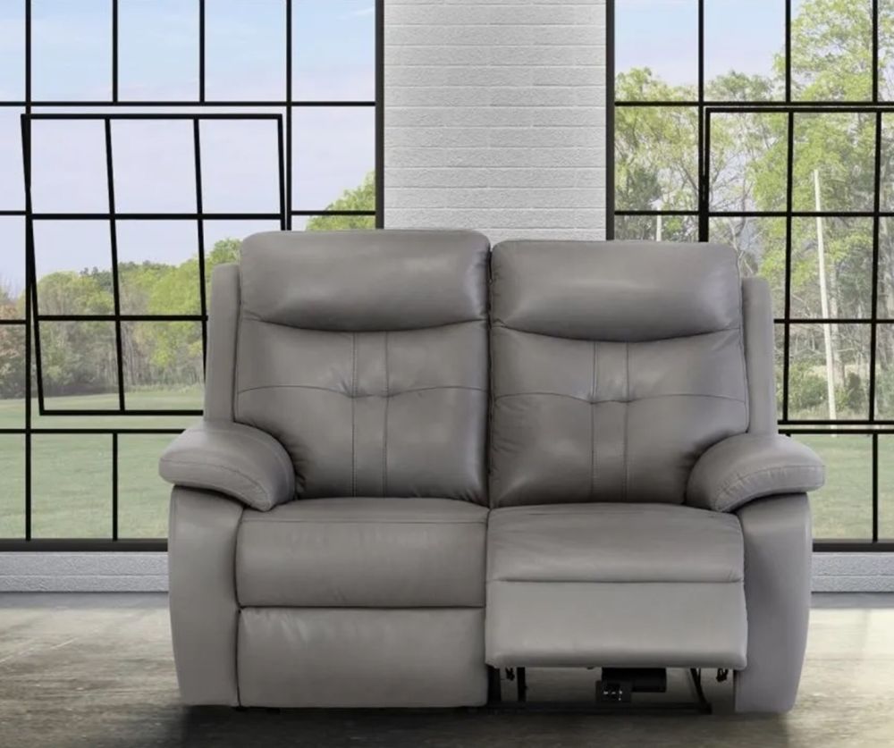 World Furniture Sophia Grey Leather Electric Recliner 2 Seater Sofa