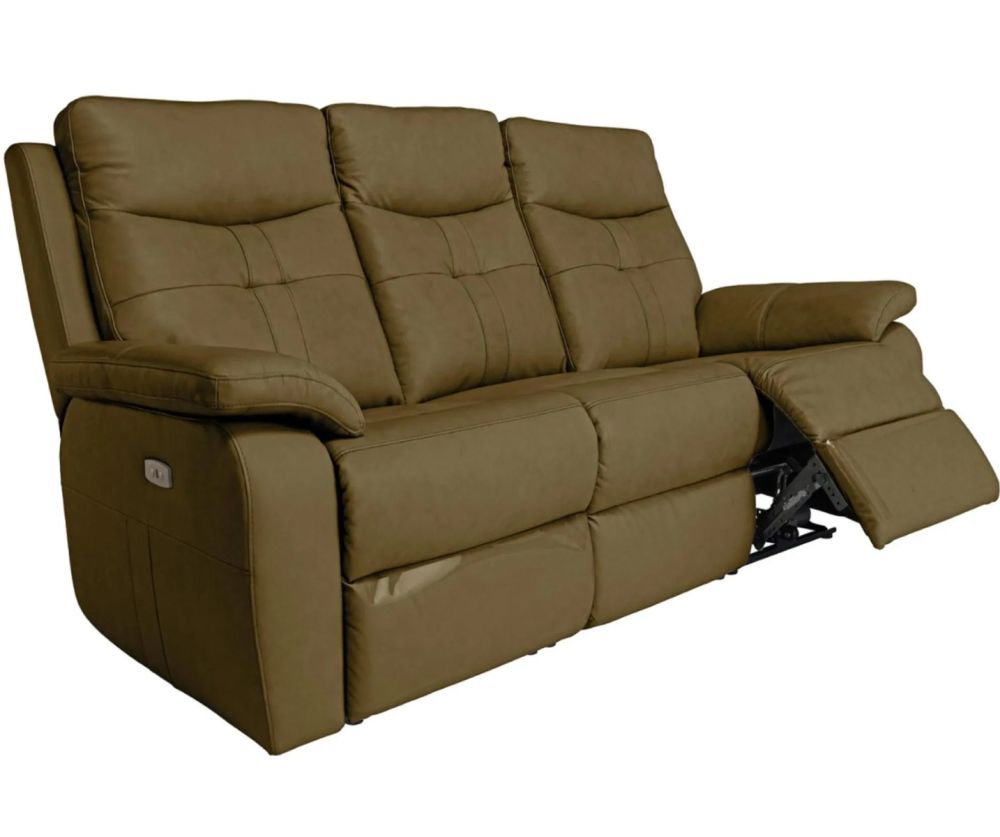 World Furniture Sophia Brown Leather Electric Recliner 3 Seater Sofa